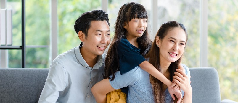 Happy asian family