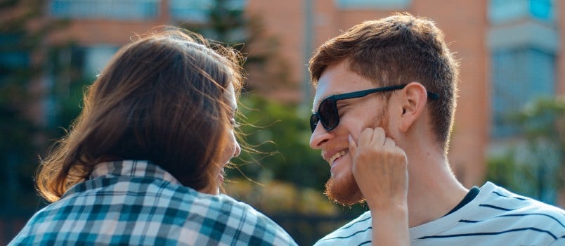 Young couple looking at each other
