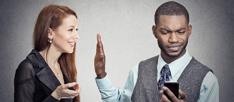 Woman being ignored by man