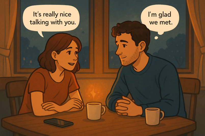 Boy and girl meeting offline