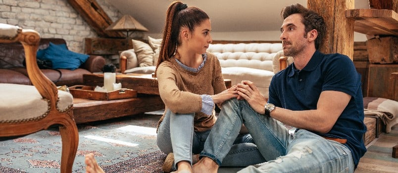 Young couple talking to each other