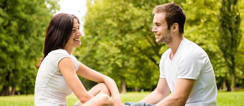 Young happy couple talking