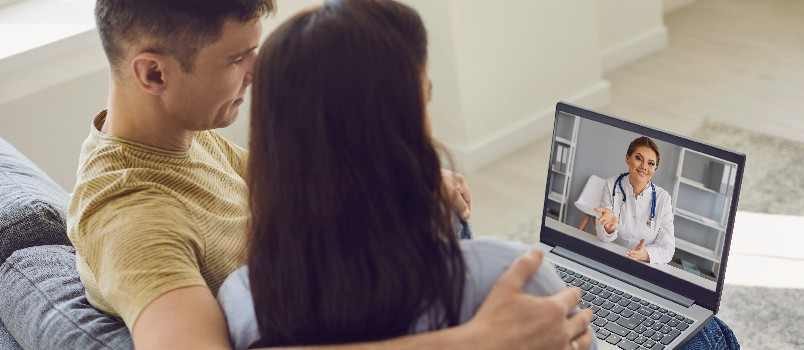 Young couple taking online consultation 