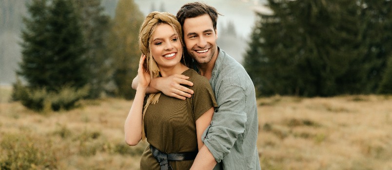 Happy couple hugging