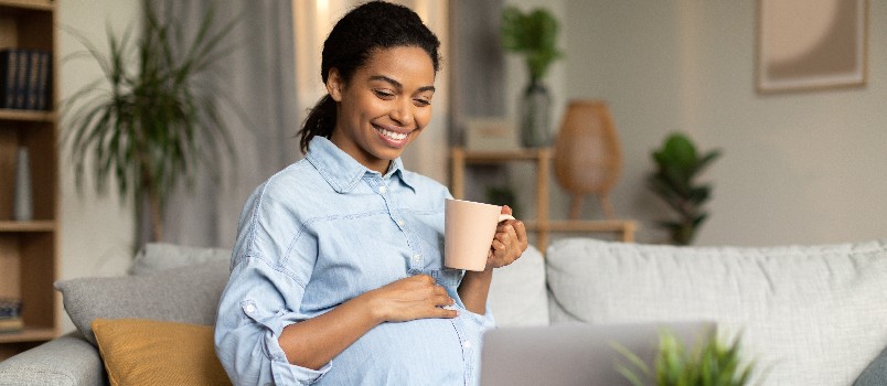 Pregnant woman working