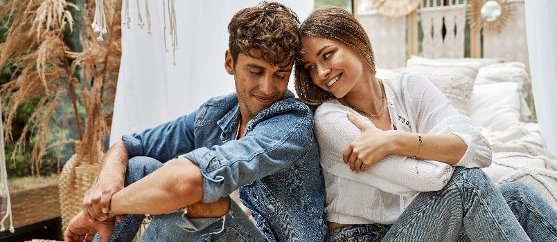 Young couple flirting each other