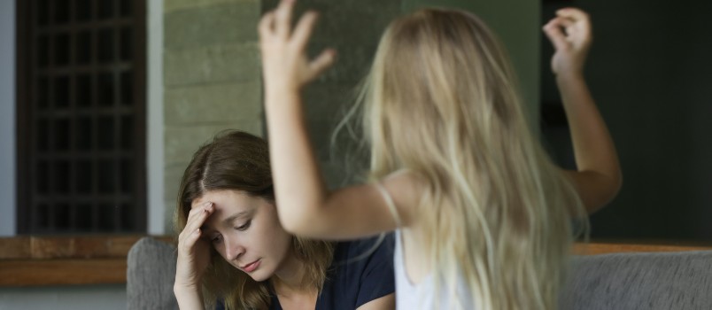 family conflict child throwing tantrum tired