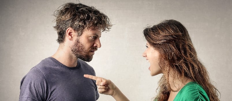 Woman shouting on man 