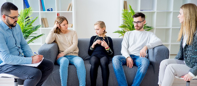 Family having counselling session