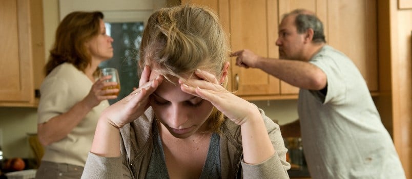 Parents arguing in front of kids