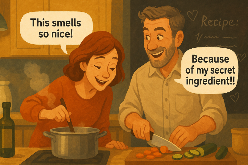 Couple enjoying cooking