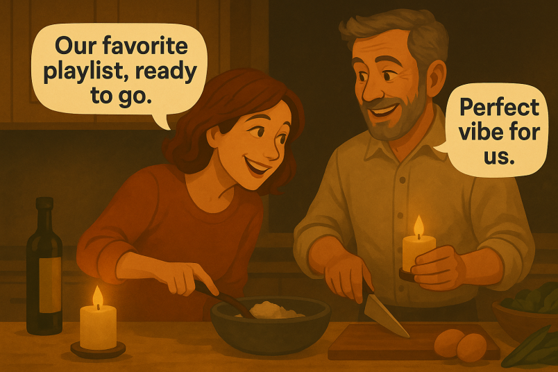 Couple preparing for a date night