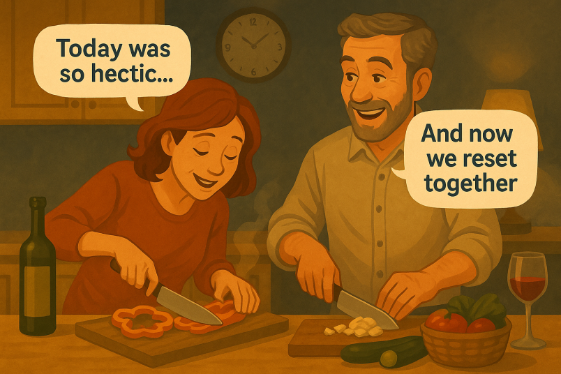 Couple sharing about their day