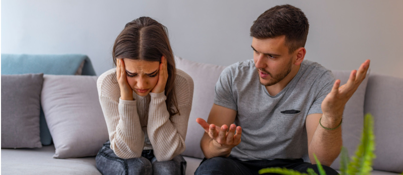 Unhappy couple having argument