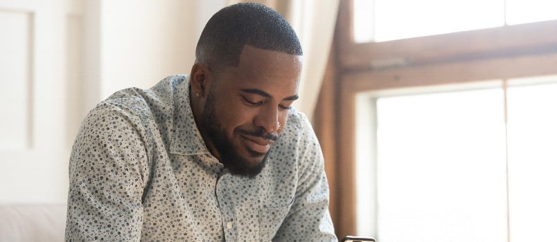 Man using smartphone