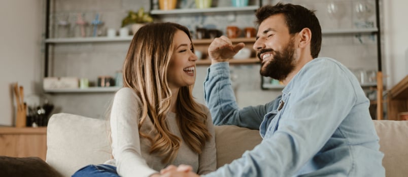 Happy couple talking to each other