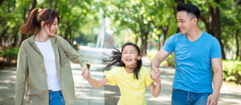 Asian family having fun