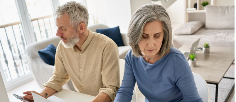 Senior mature couple reading
