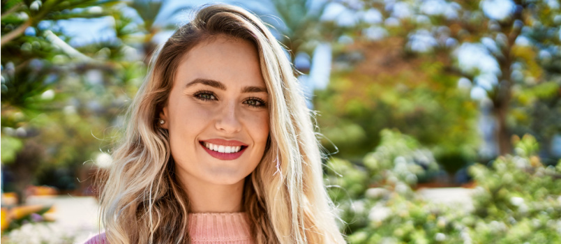 Young Bold smiling woman 