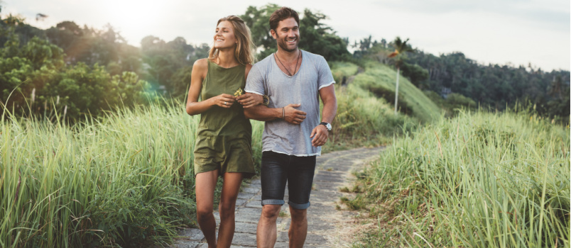 Young couple walking