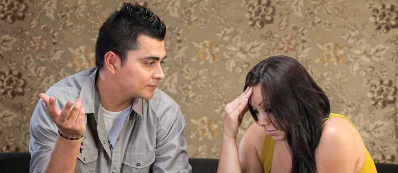 Depressed couple having conversation