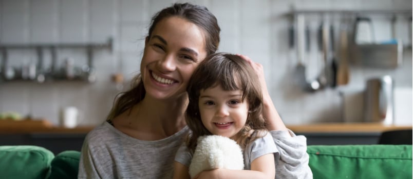 Happy mother and kids