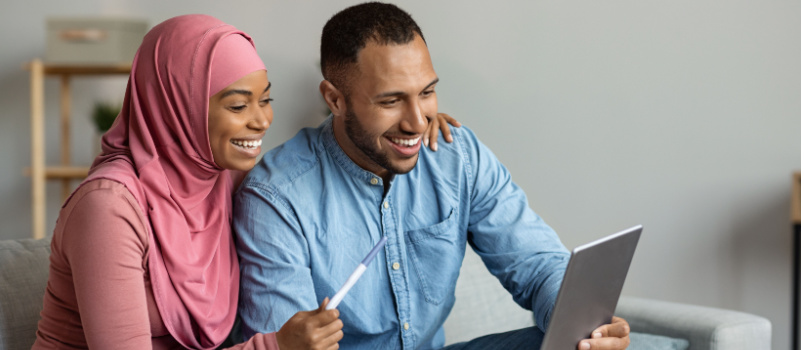 Happily couple on video couple