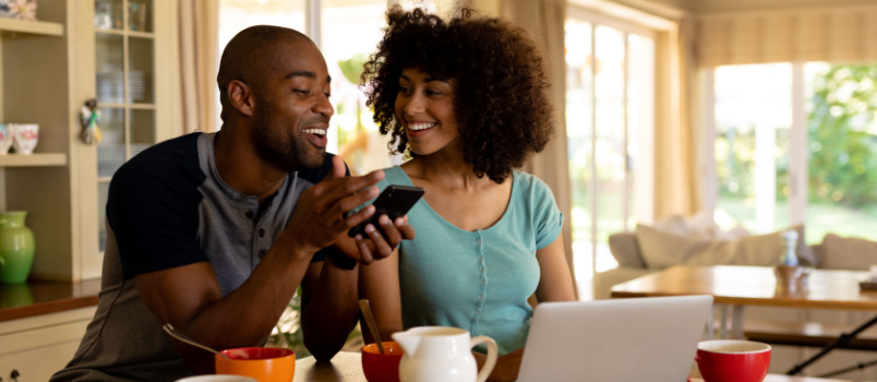 Couple having fun in kitchen