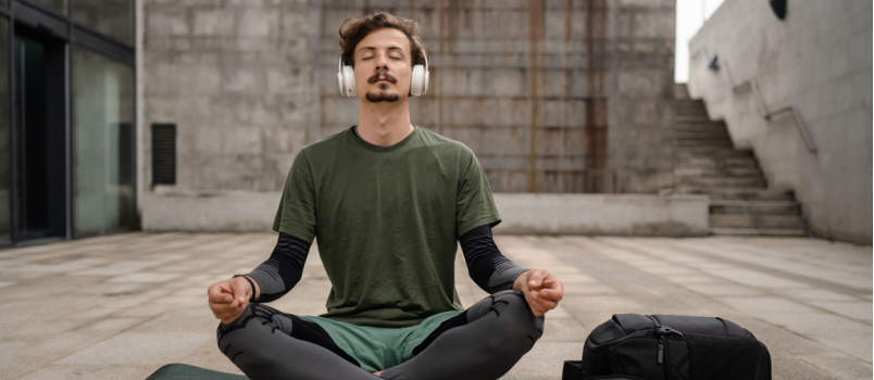 Young man doing meditation