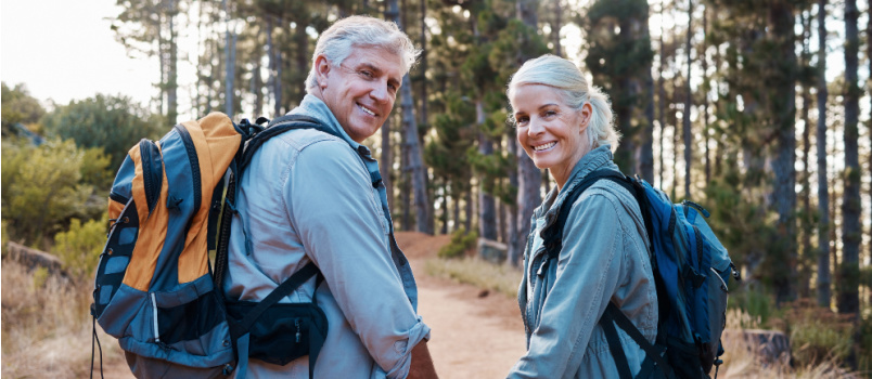 Old couple doing hiking