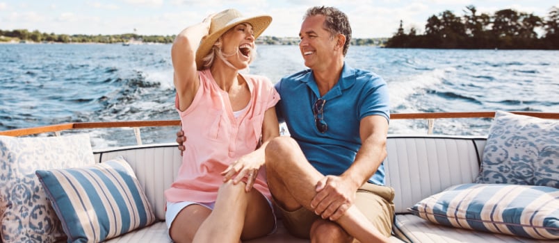 Happy couple on a boat