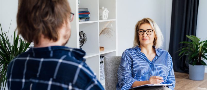 Woman having psychology session
