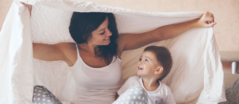 Mother playing with her 2 year child