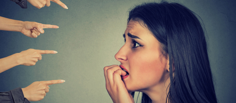 Woman being judge by different fingers