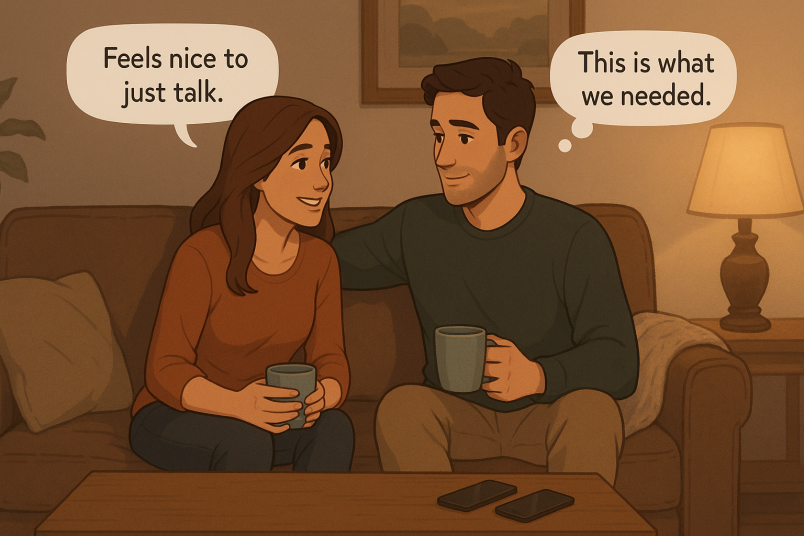 Couple reconnecting offline