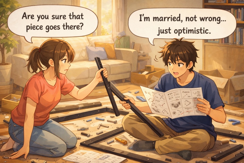 Living Room, Assembling Furniture