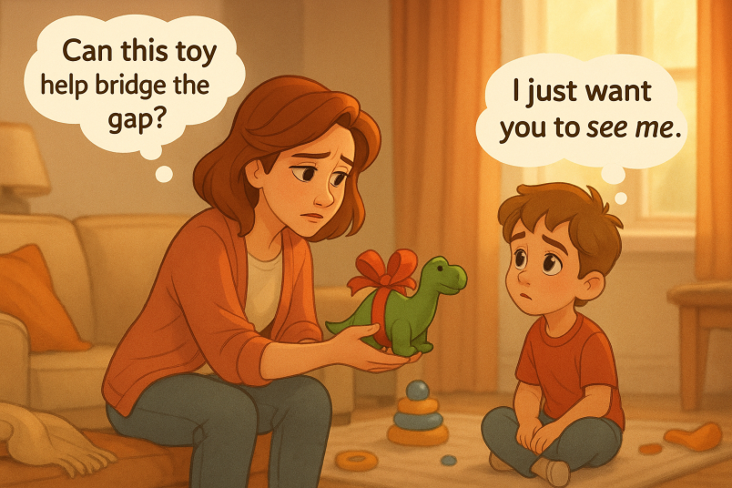 Mom gifting toys