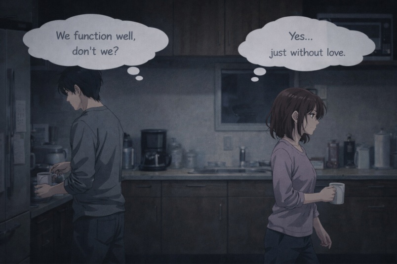 Morning kitchen, coffee mugs cooling