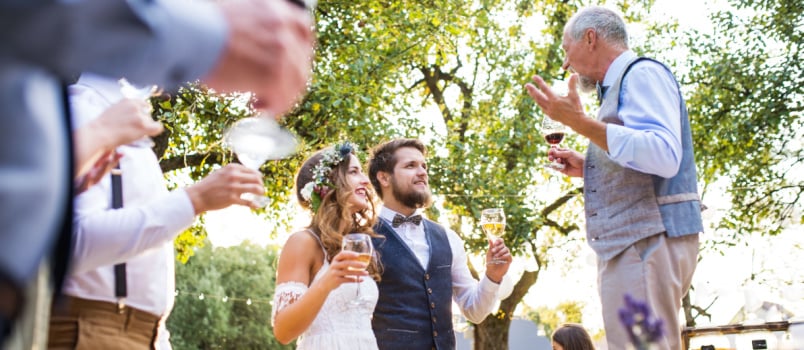 Senior man giving speech on wedding