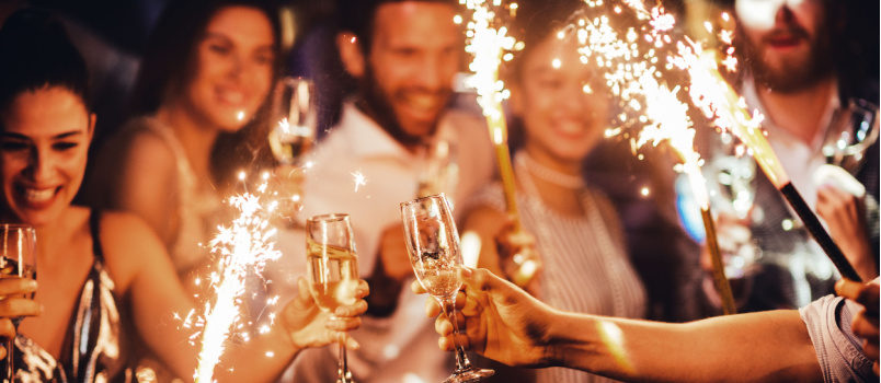 Group of friends celebrating together