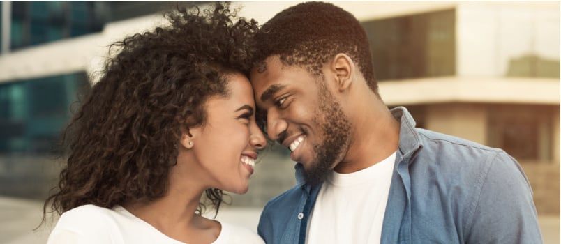 Couple touching each other forehead