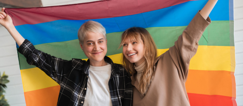 Young loving lesbian couple