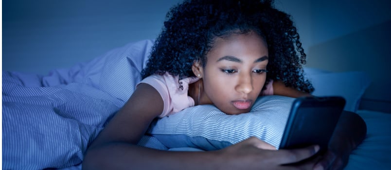 Black girl using smartphone