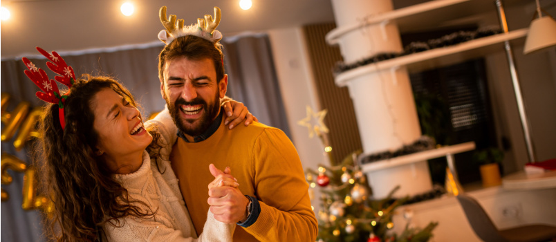 Young couple celebrating new year