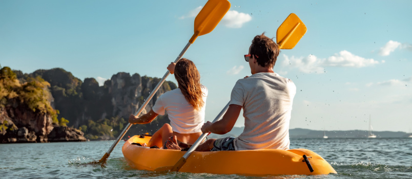 Happy couple on honeymoon