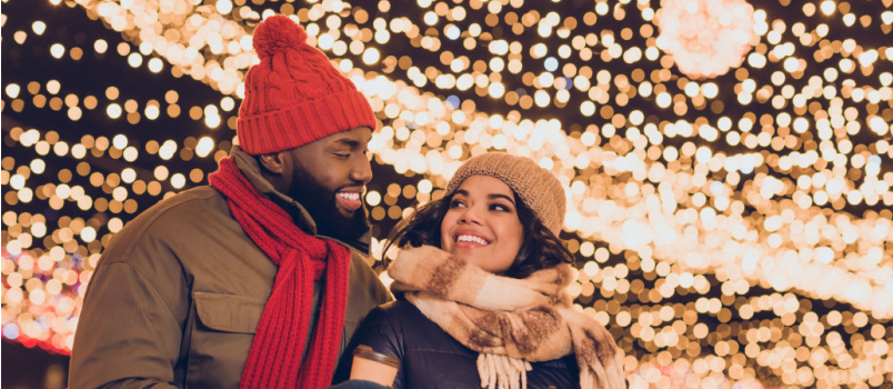 Happy couple outside enjoying