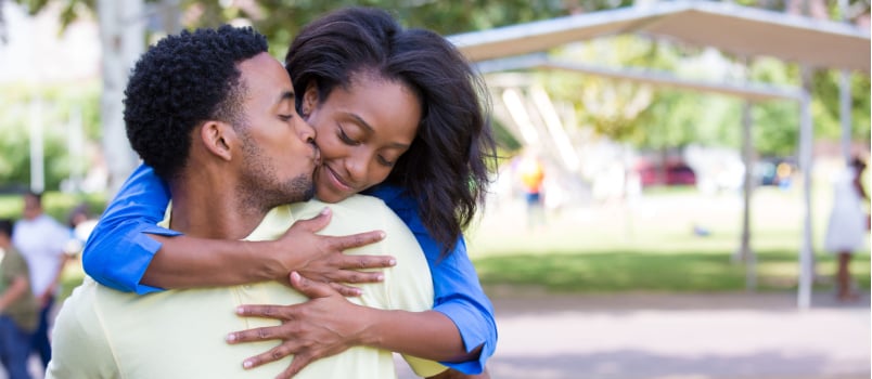 Young couple hugging each other
