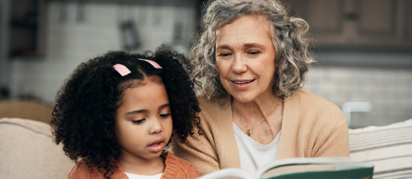Grandmother spending time with granddaughter