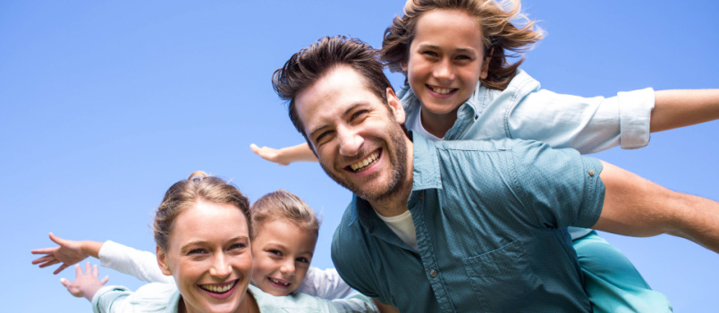Happy parents and children
