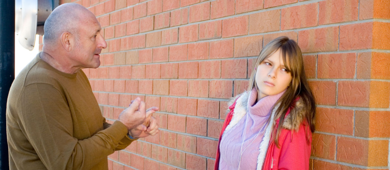 Father yelling at tanager daughter